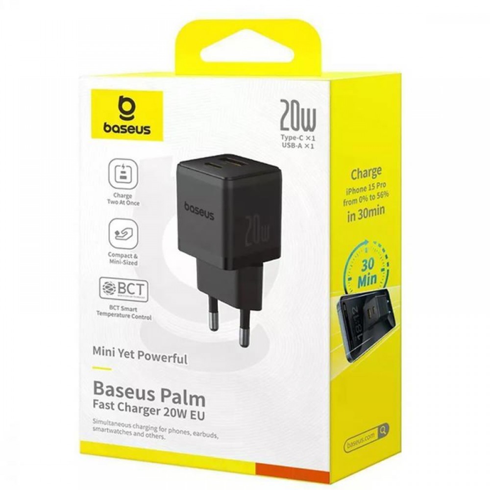 МЗП Baseus Palm Fast Charger 20W (1USB-A/1C) (P10111608)