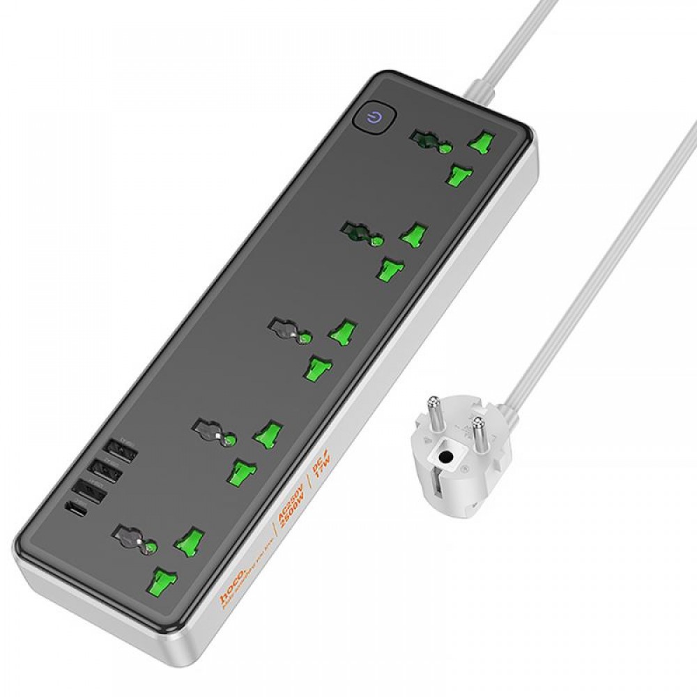 Удлинитель Hoco AC13A Safety Socket (3USB-A/1C/5xSocket) (1.5m)