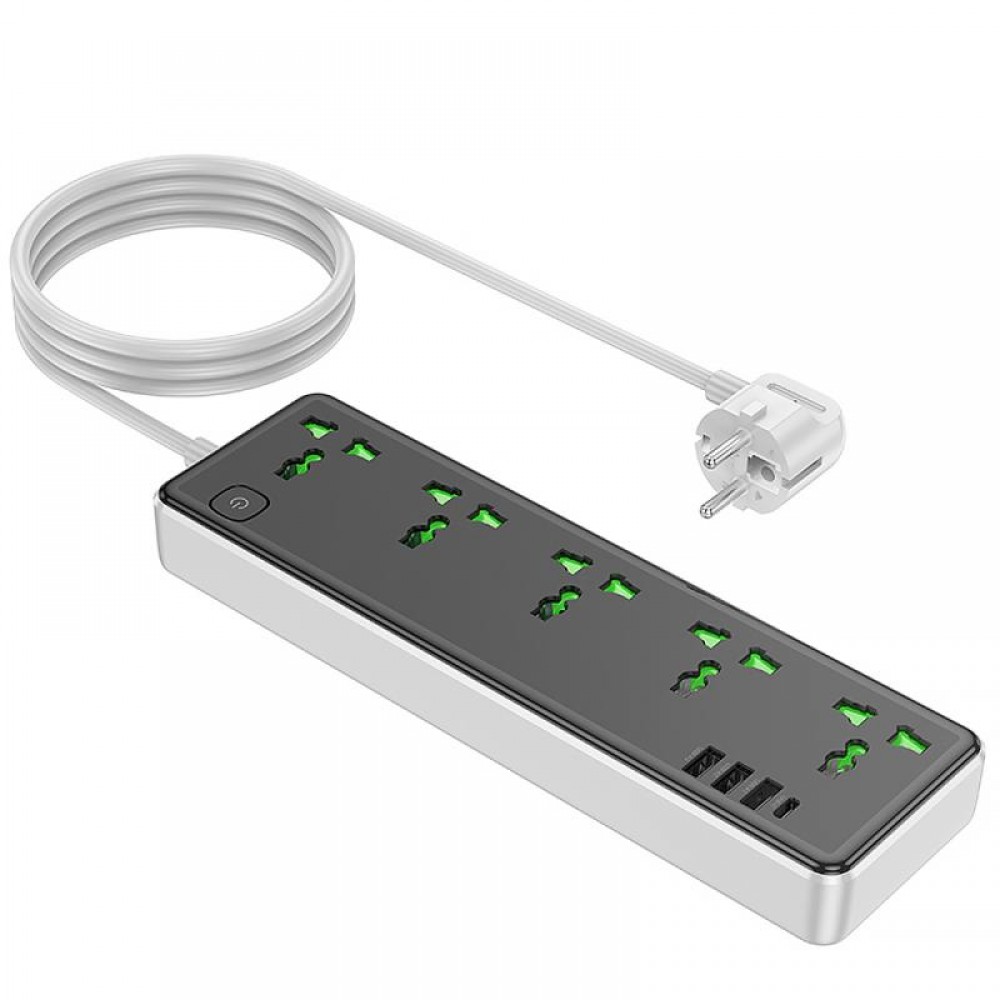 Удлинитель Hoco AC13A Safety Socket (3USB-A/1C/5xSocket) (1.5m)