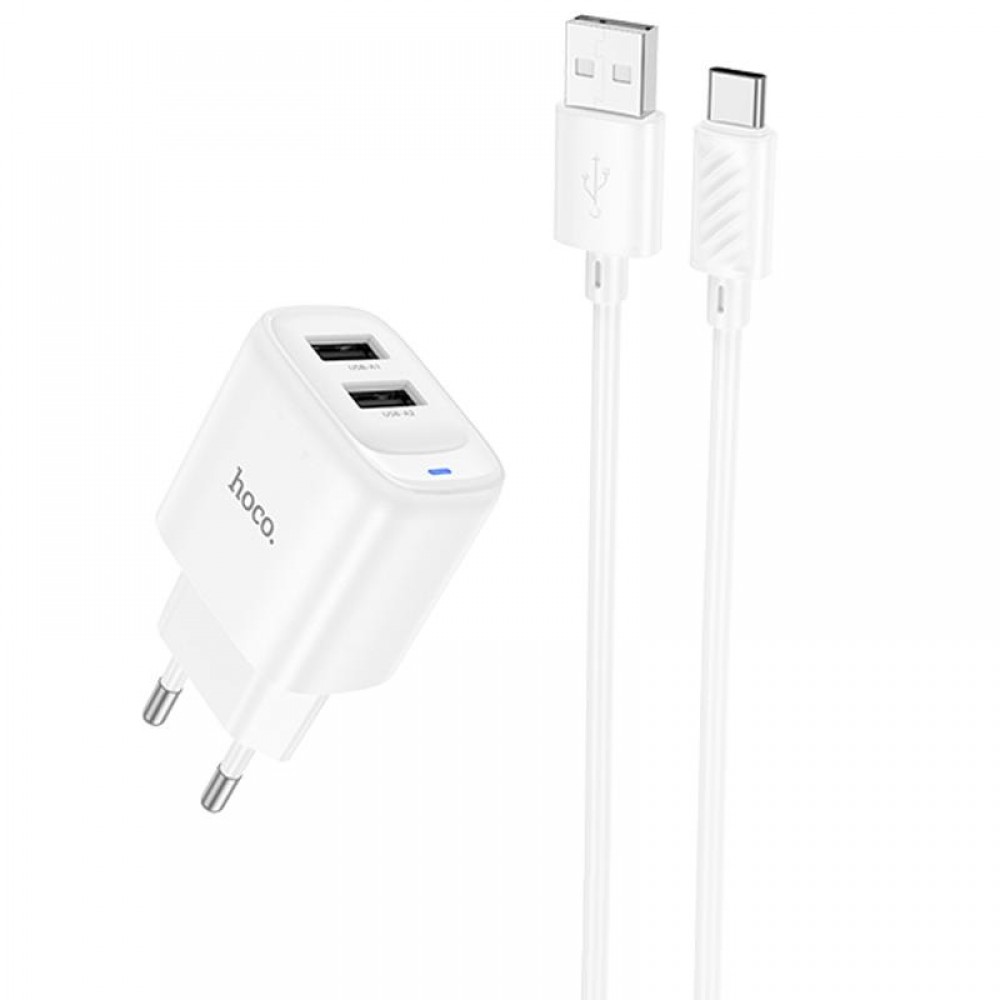 СЗУ Hoco C141A Smart 2.1A (2USB-A) + кабель USB to Type-C