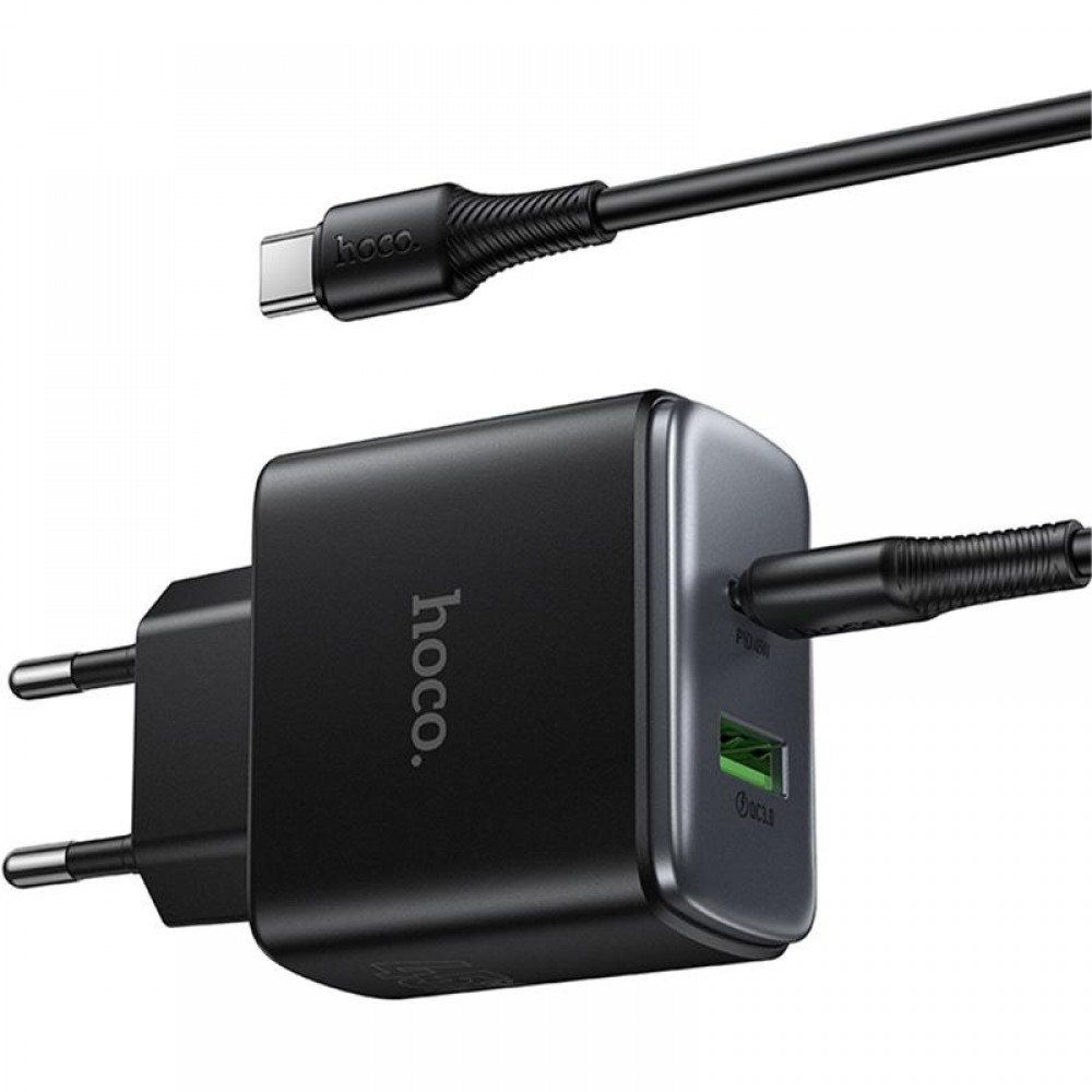 СЗУ Hoco C158A Upgrade PD45W (1USB-A/1C) + кабель Type-C to Type-C