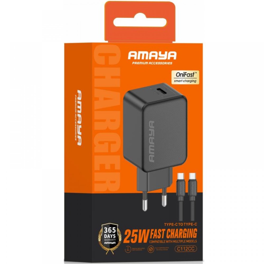 СЗУ Amaya E112CC PD25W (1USB-C) + кабель Type-C to Type-C