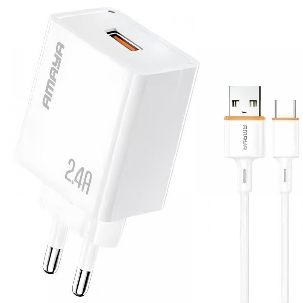 СЗУ Amaya E79D 2.4A (1USB-A) + кабель USB to Type-C