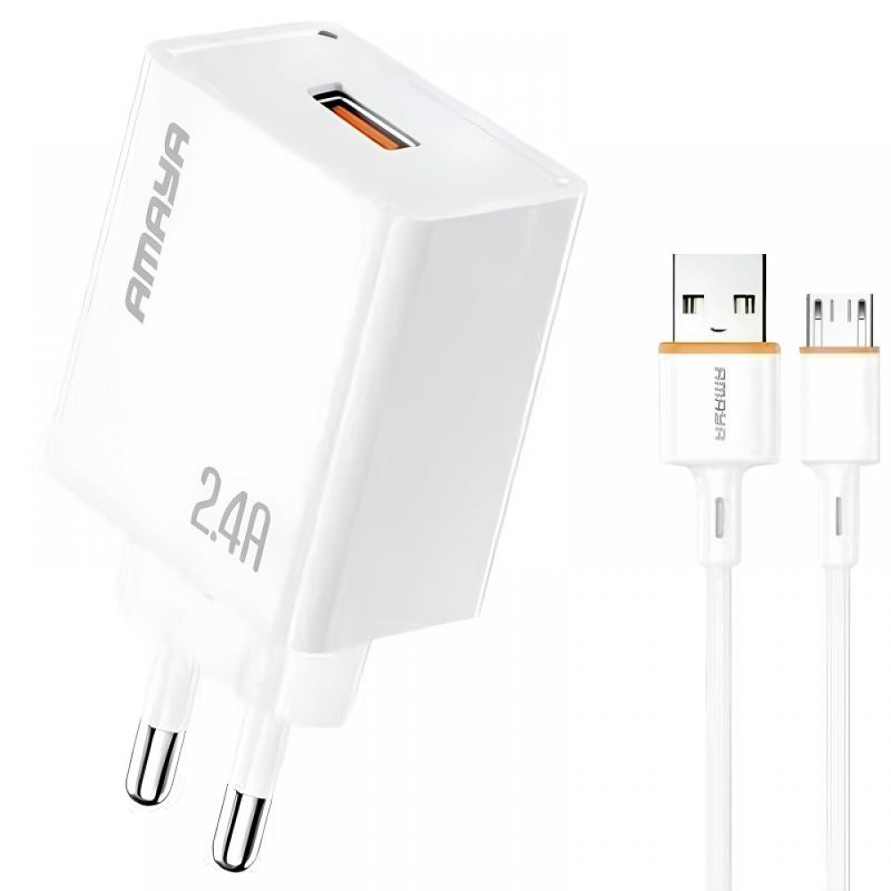 СЗУ Amaya E79D 2.4A (1USB-A) + кабель USB to MicroUSB