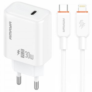 СЗУ Amaya E76D PD30W (1USB-C) + кабель Type-C to Type-C