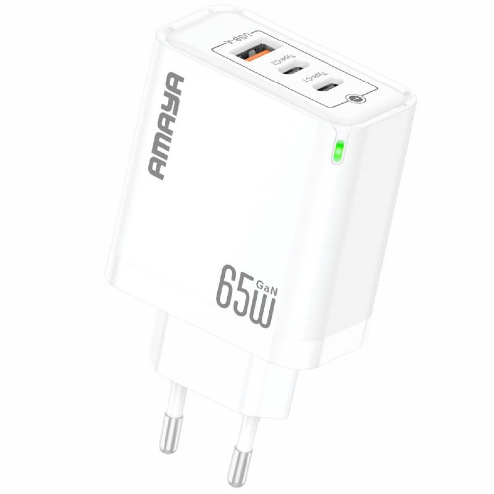 СЗУ Amaya E102T PD65W+QC3.0 GaN (1USB-A/2C)
