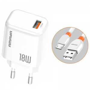 СЗУ Amaya E56 PD20W+QC3.0 (1USB-A/1C) + кабель USB to MicroUSB
