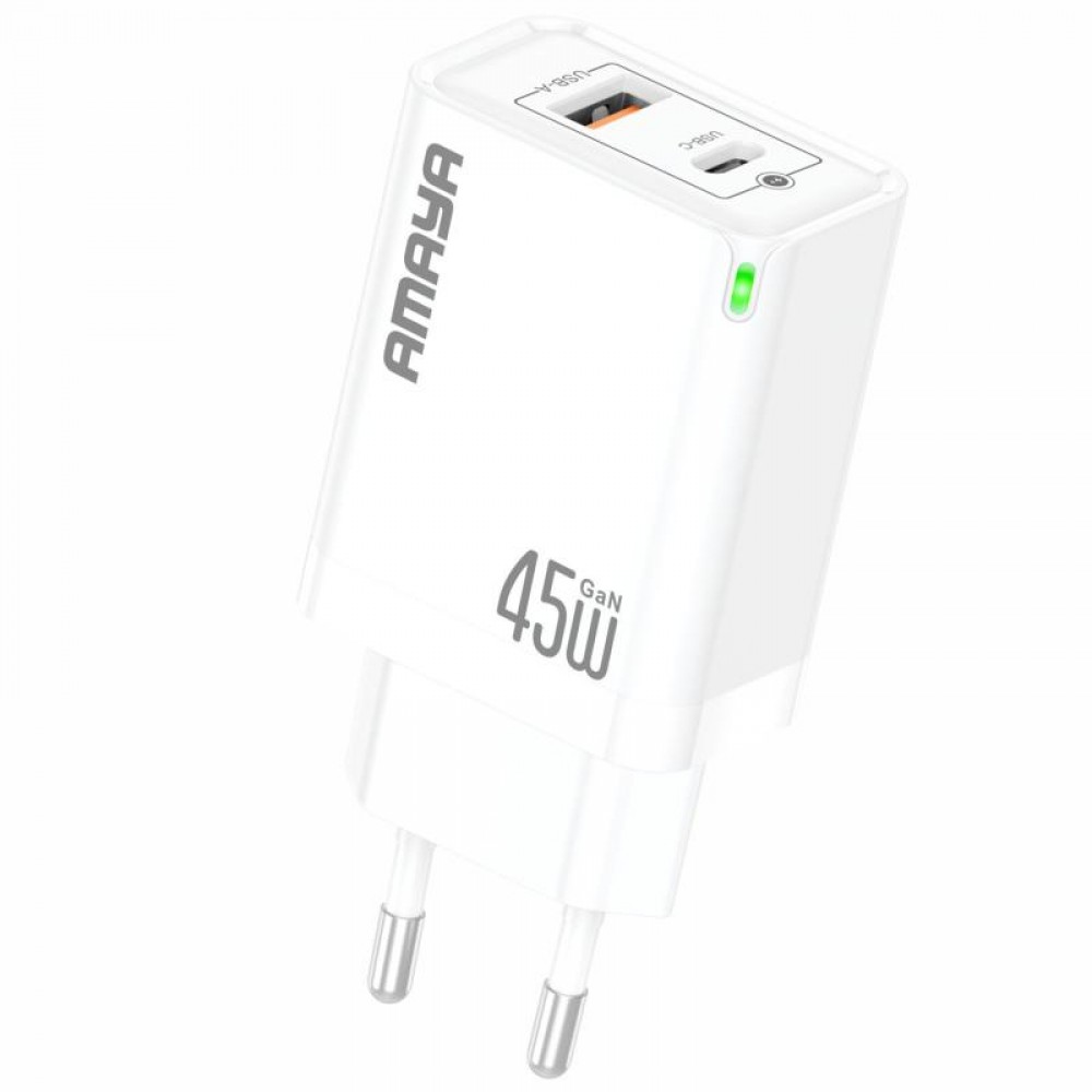 СЗУ Amaya E45D PD45W+QC3.0 GaN (1USB-A/1C)