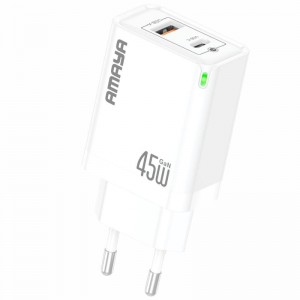 СЗУ Amaya E45D PD45W+QC3.0 GaN (1USB-A/1C)