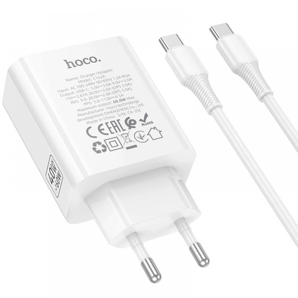 СЗУ Hoco C162A Source PD40W (1USB-C) + кабель Type-C to Type-C