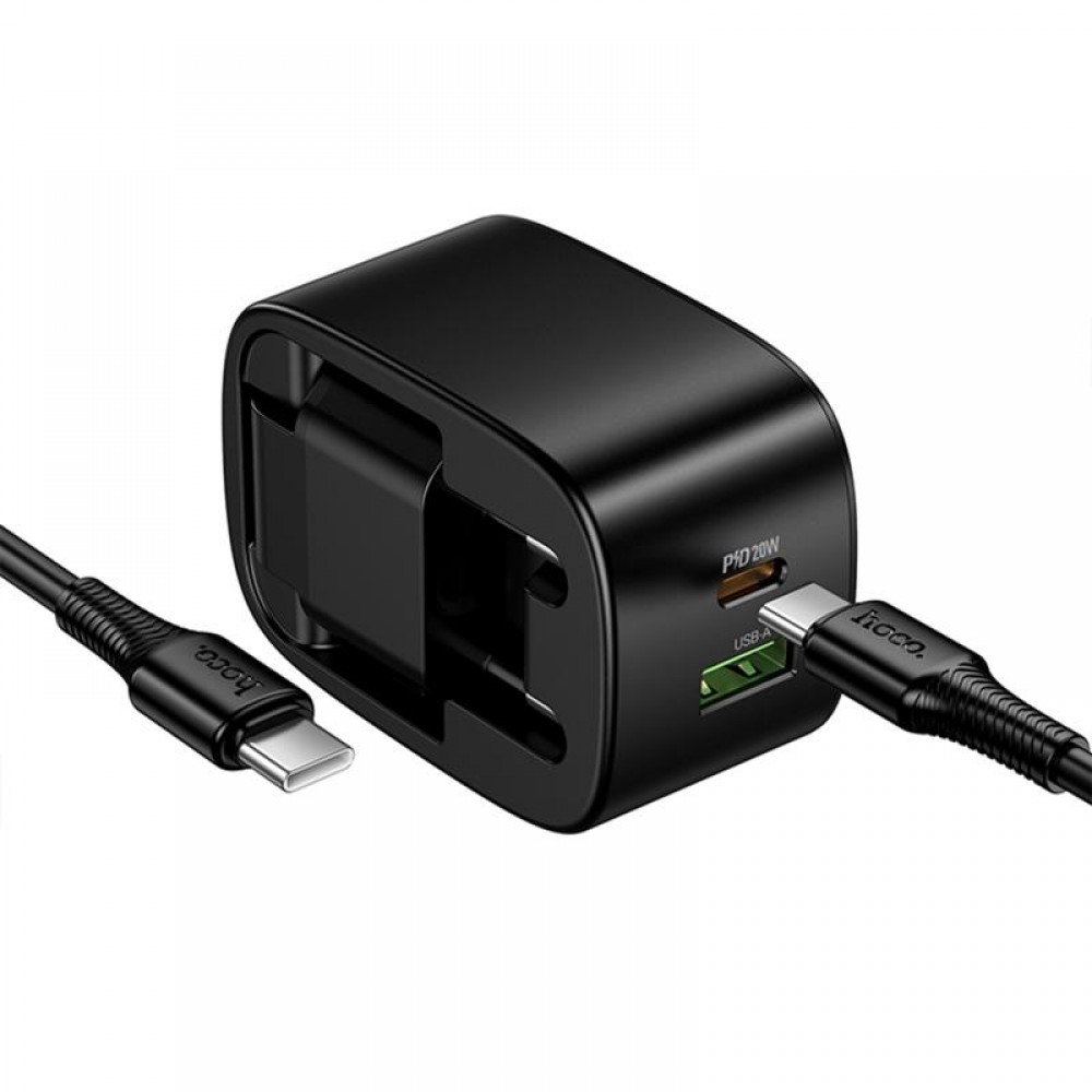 СЗУ Hoco CS101A Folding PD20W+QC3.0 (1USB-A/1C) + кабель Type-C to Type-C