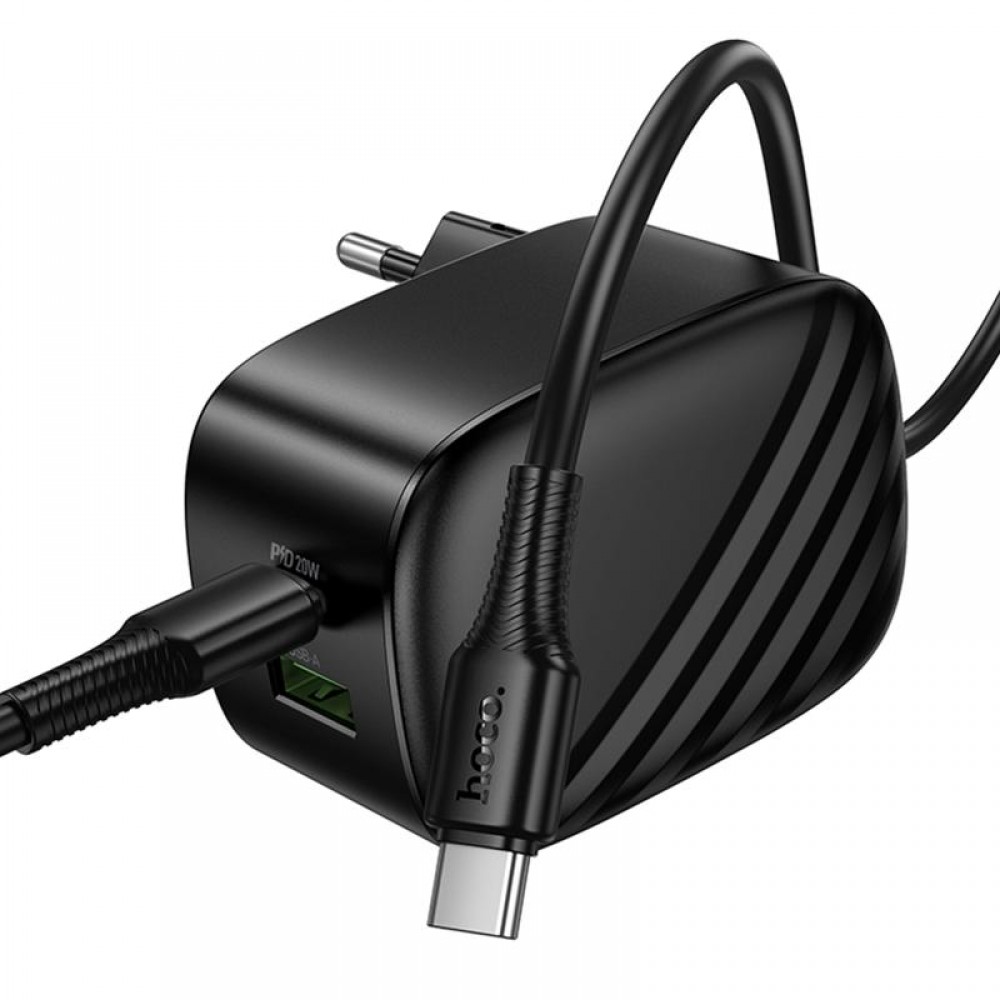СЗУ Hoco CS101A Folding PD20W+QC3.0 (1USB-A/1C) + кабель Type-C to Type-C