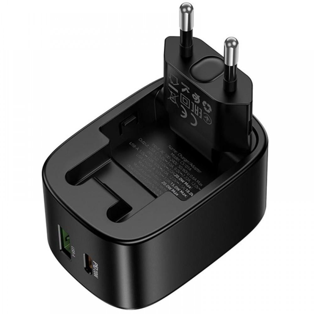 СЗУ Hoco CS101A Folding PD20W+QC3.0 (1USB-A/1C)