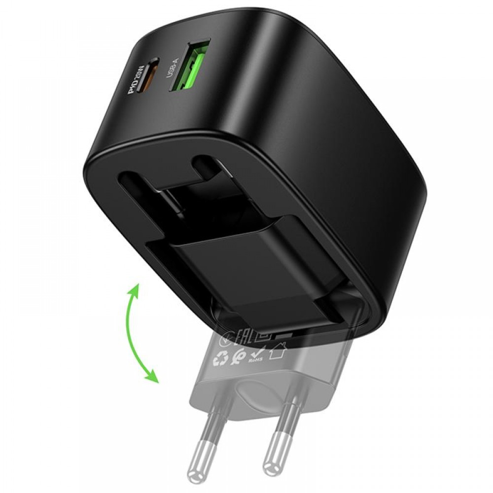 СЗУ Hoco CS101A Folding PD20W+QC3.0 (1USB-A/1C)