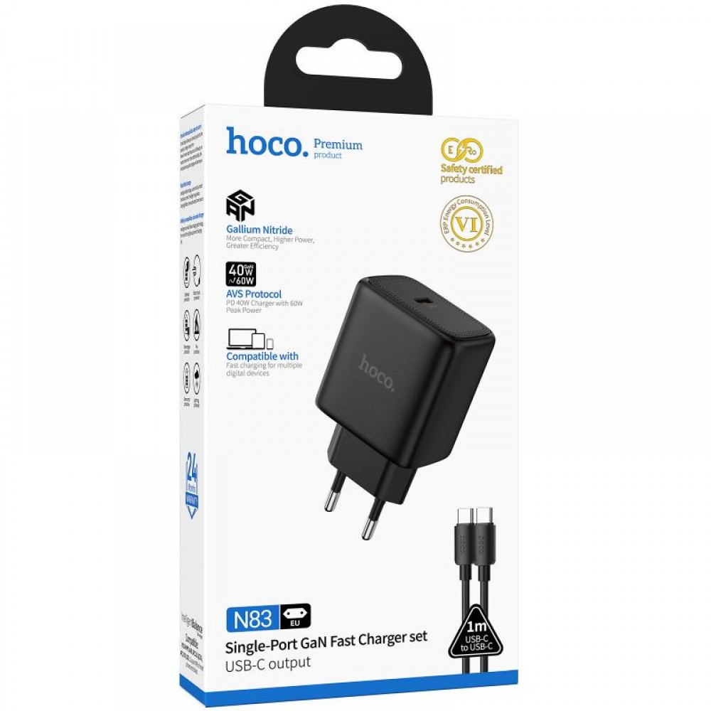 МЗП Hoco N83 Profit PD40W (1USB-C) + кабель Type-C to Type-C
