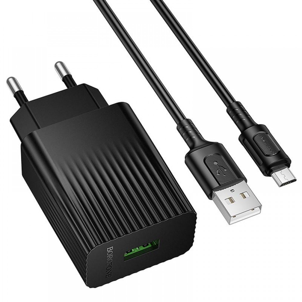 МЗП Borofone BAS72A Source QC3.0 (1USB-A) + кабель USB to MicroUSB