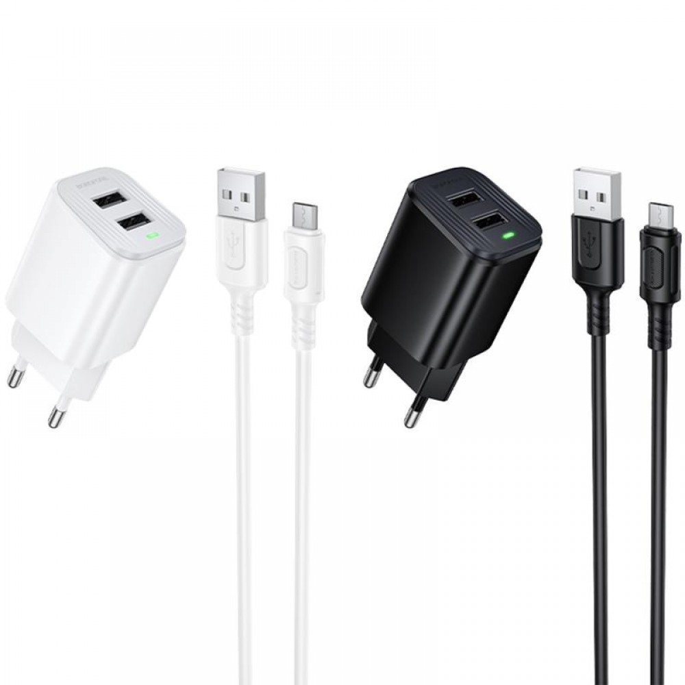 СЗУ Borofone BAS81A Star 10.5W (2USB-A) + кабель USB to MicroUSB