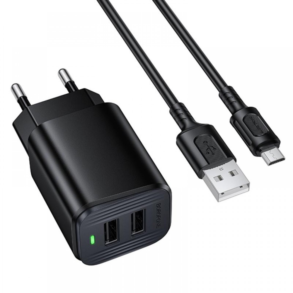 СЗУ Borofone BAS81A Star 10.5W (2USB-A) + кабель USB to MicroUSB