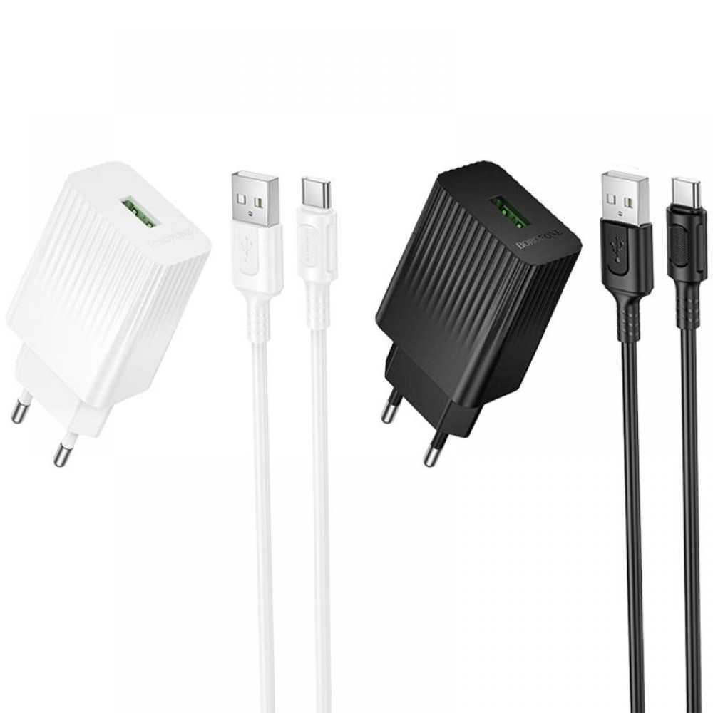 СЗУ Borofone BAS72A Source QC3.0 (1USB-A) + кабель USB to Type-C