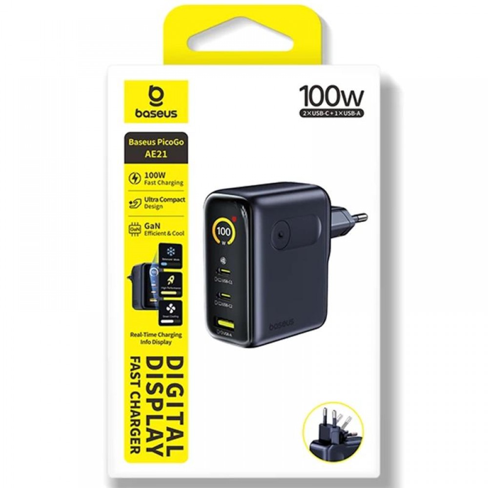 МЗП Baseus PicoGo AE21 Fast Charger 100W (1USB-A/2C) + кабель Type-C to Type-C (E0121B)