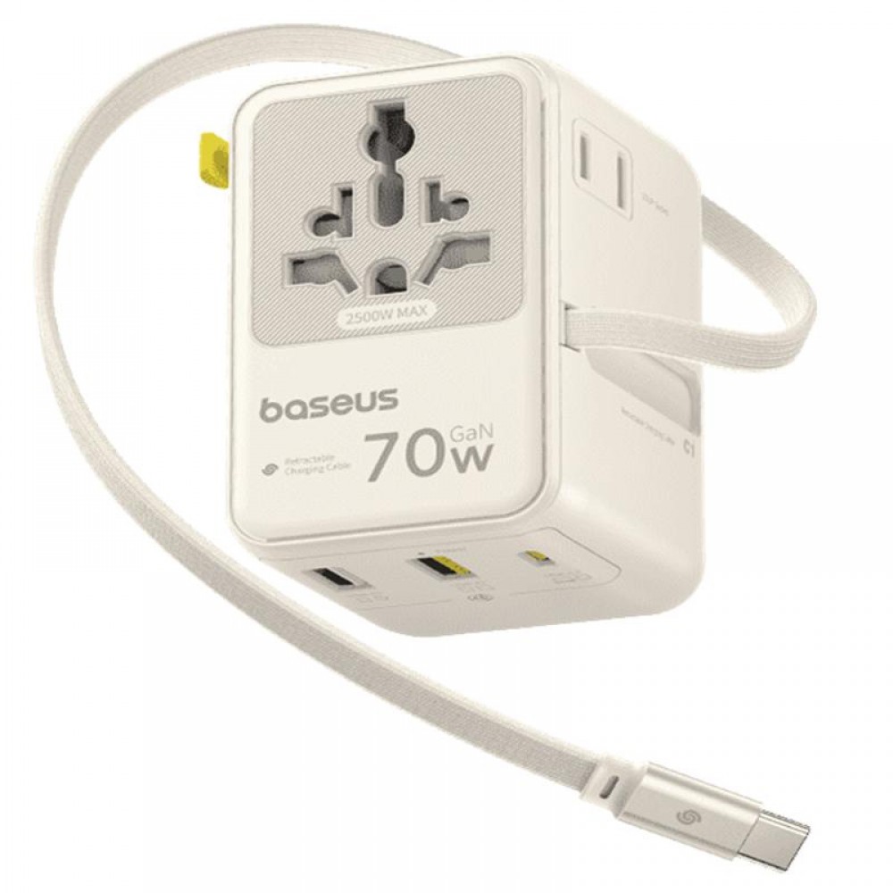 Сетевой универсальный переходник Baseus CG11 70W with retractable cable (2USB-A/3C/1Socket) (E0307E) Сетевой универсальный переходник Baseus CG11 70W with retractable cable (2USB-A/3C/1Socket) (E0307E)