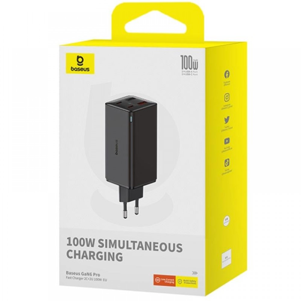 МЗП Baseus GaN6 Pro Fast Charger 100W (2USB-A/2C) (P101627)