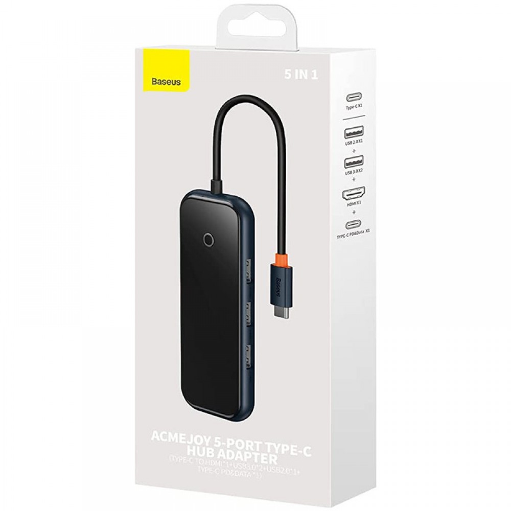 Перехідник Baseus Hub AcmeJoy 5-Port Type-C (HDMI*1+USB3.0*2+USB2.0*1+Type-C PD&Data*1) (WKJZ)