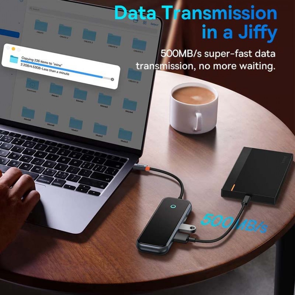 Перехідник Baseus Hub AcmeJoy 7-Port Type-C (HDMI*1+USB3.0*2+USB2.0*1+Type-C PD&Data*1+SD/TF) (WKJZ)