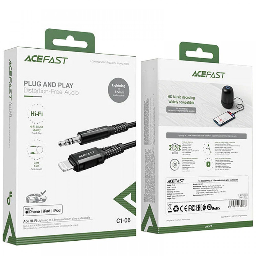 Перехідник Acefast MFI C1-06 Lightning to 3.5mm aluminum alloy