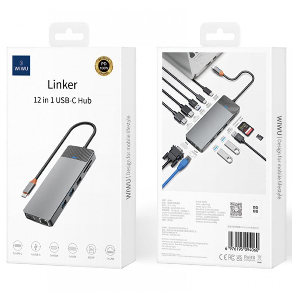 Перехідник HUB WIWU Linker Series 12 in 1 Pro