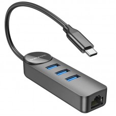 Перехідник Borofone DH6 Erudite 4in1 Gigabit Ethernet (Type-C to USB3.0*3+RJ45) (0.2m)