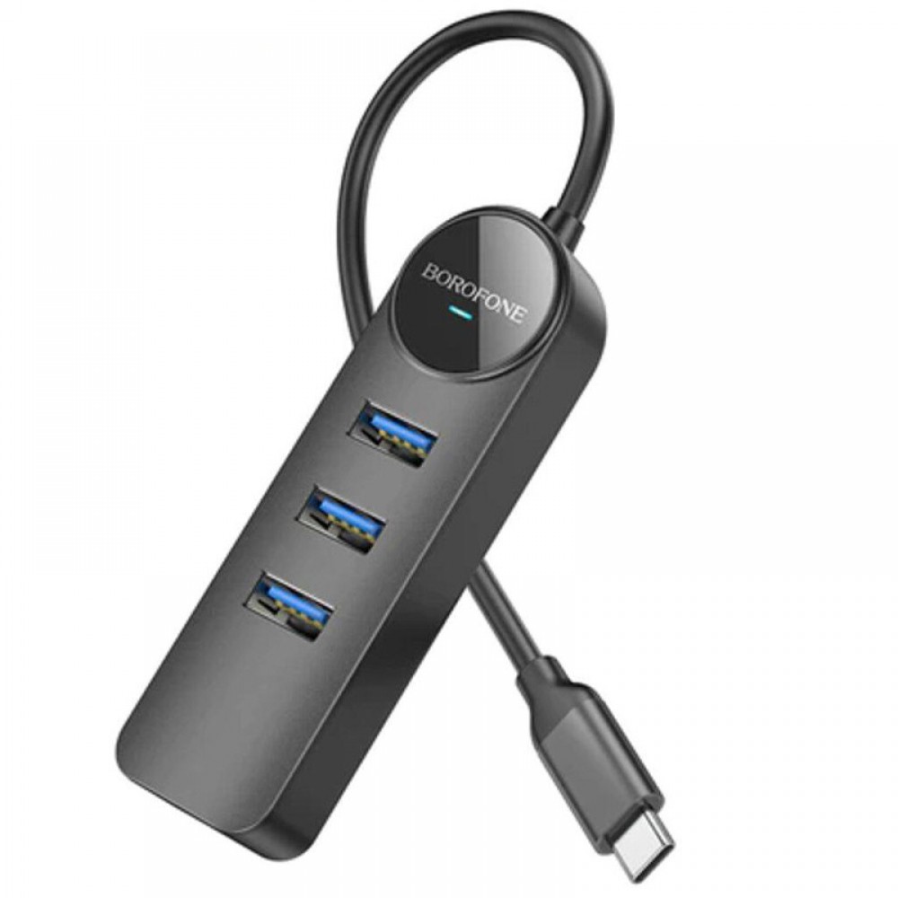 Перехідник Borofone DH6 Erudite 4in1 Gigabit Ethernet (Type-C to USB3.0*3+RJ45) (0.2m)