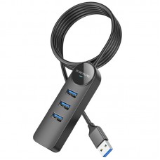 Перехідник Borofone DH6 Erudite 4in1 Gigabit Ethernet (USB to USB3.0*3+RJ45) (0.2m)