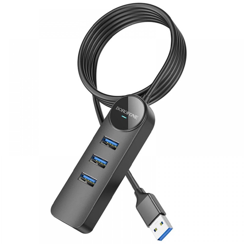 Перехідник Borofone DH6 Erudite 4in1 100 Mbps Ethernet (USB to USB2.0*3+RJ45) (1.2m)