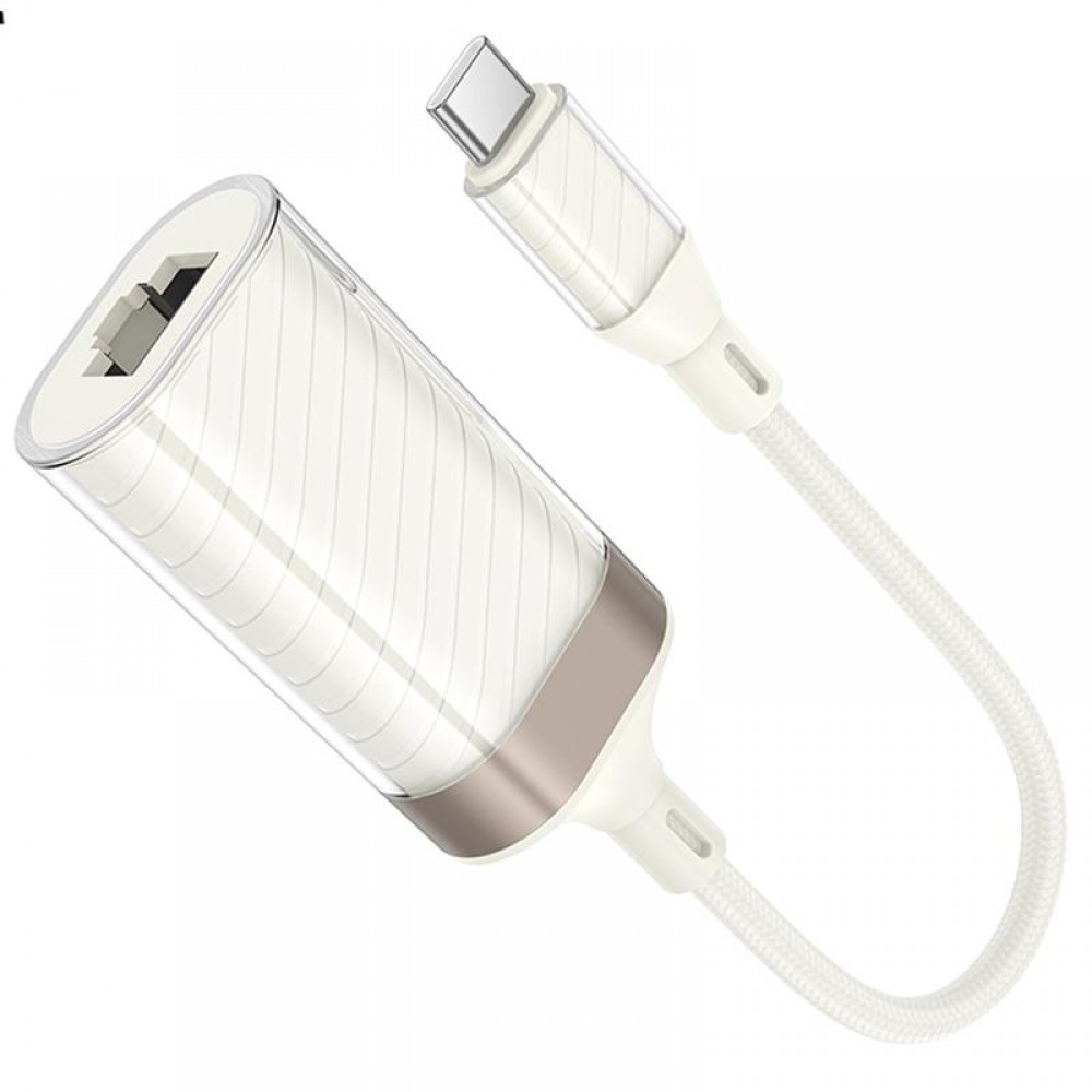 Перехідник Hoco UA41B Crystal Type-C to RJ45 100 Mbs (0.15m)