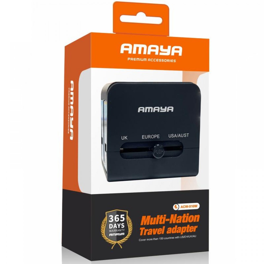Сетевой универсальный переходник Amaya X10W 10W + 1USB-A/1C