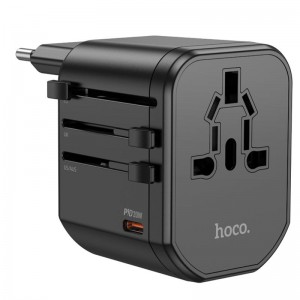 Сетевой универсальный переходник Hoco AC15 Walker PD20W+QC3.0 (2USB-A/1C) (EU)