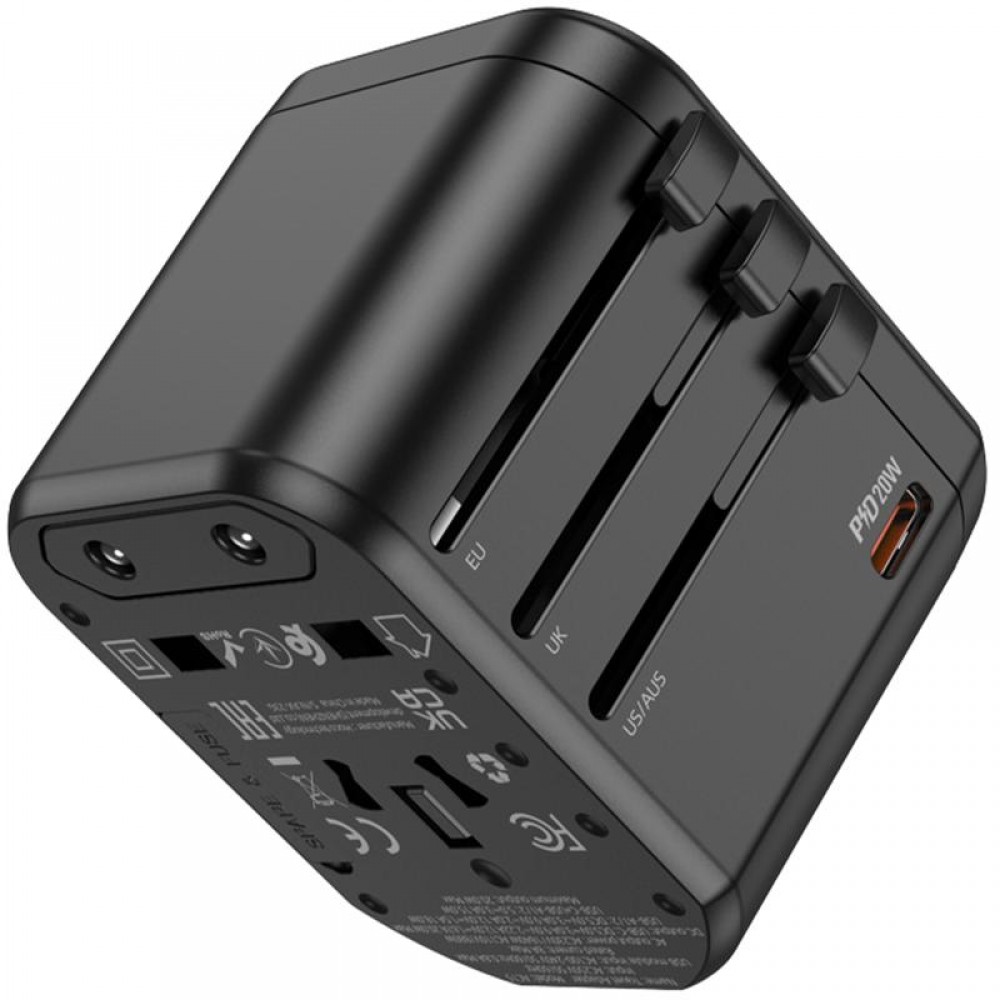 Сетевой универсальный переходник Hoco AC15 Walker PD20W+QC3.0 (2USB-A/1C) (EU)