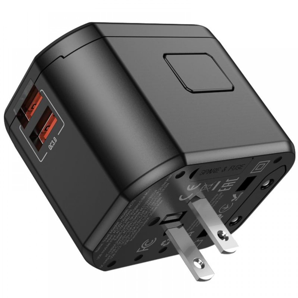 Сетевой универсальный переходник Hoco AC15 Walker PD20W+QC3.0 (2USB-A/1C) (EU)