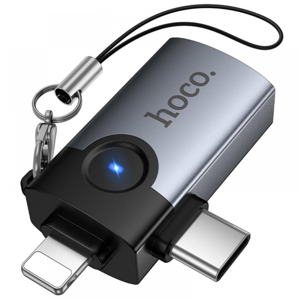 Переходник Hoco UA46D OTG 2in1 Lightning male/Type-C male to USB female
