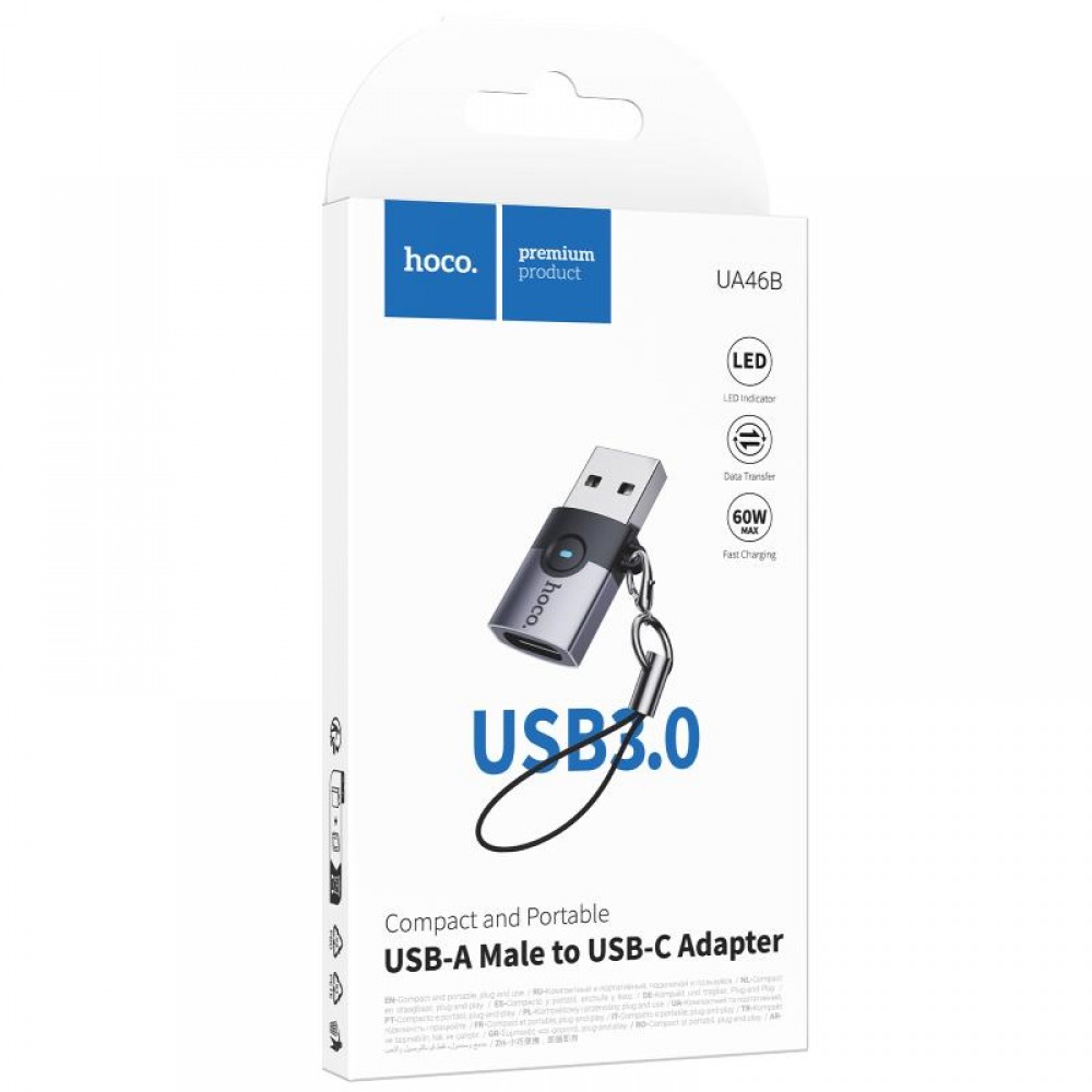 Переходник Hoco UA46B USB Male to Type-C Female USB3.0