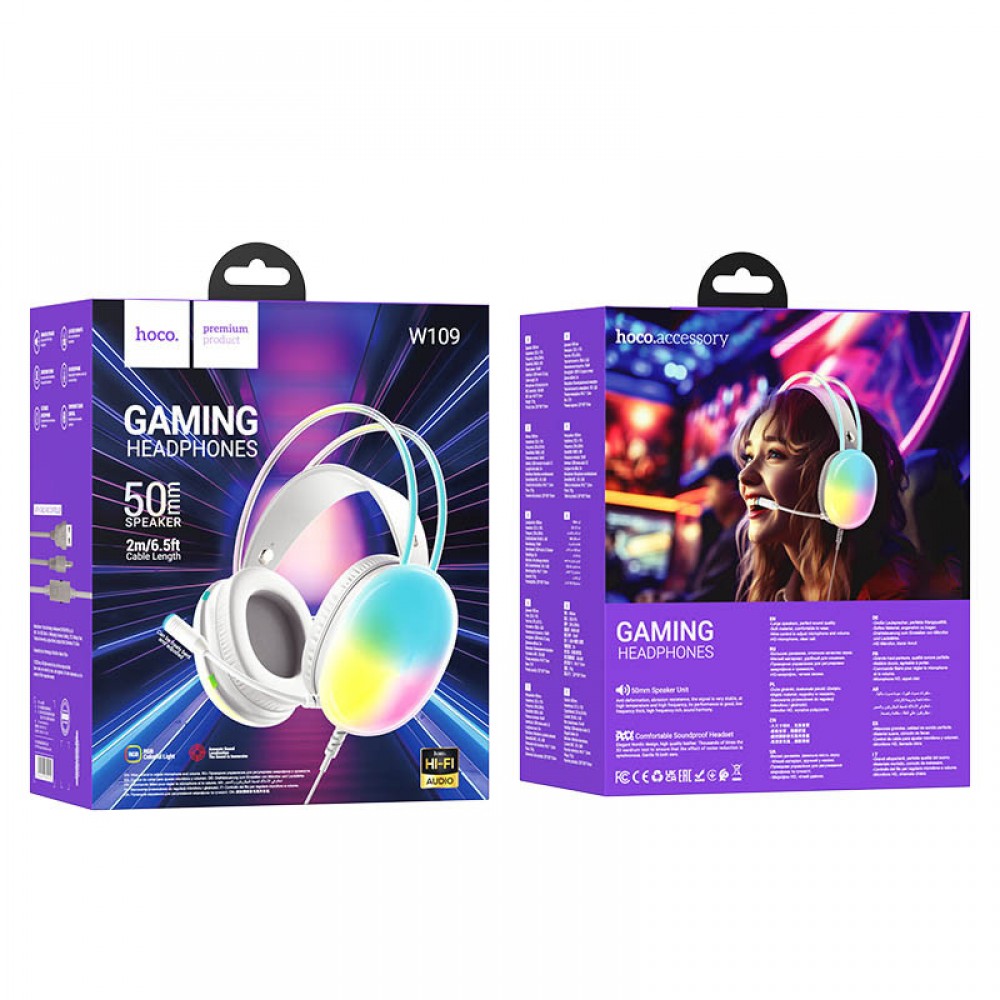 Накладные наушники Hoco W109 Rich gaming (USB+3.5mm/2m)