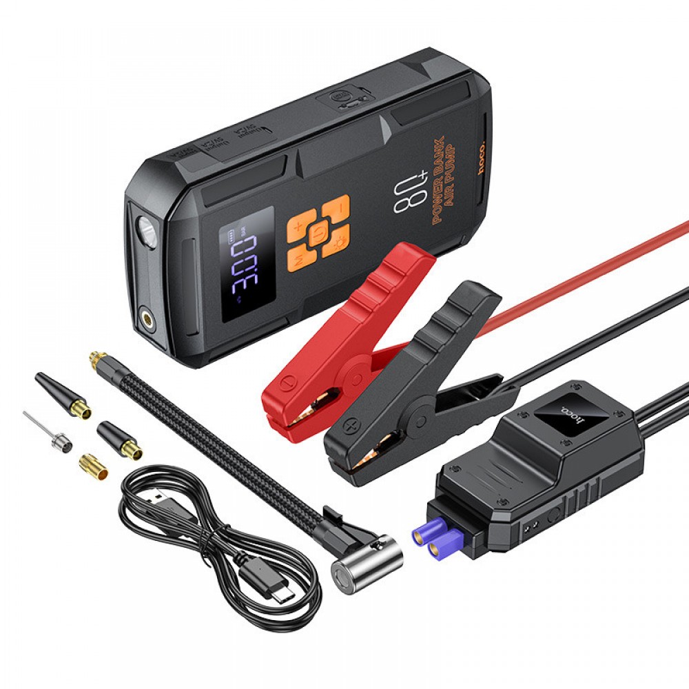 Пусковое пристрій (бустер) для автомобіля Hoco QS2 Land Jump Starter and Air Pump 8000 mAh