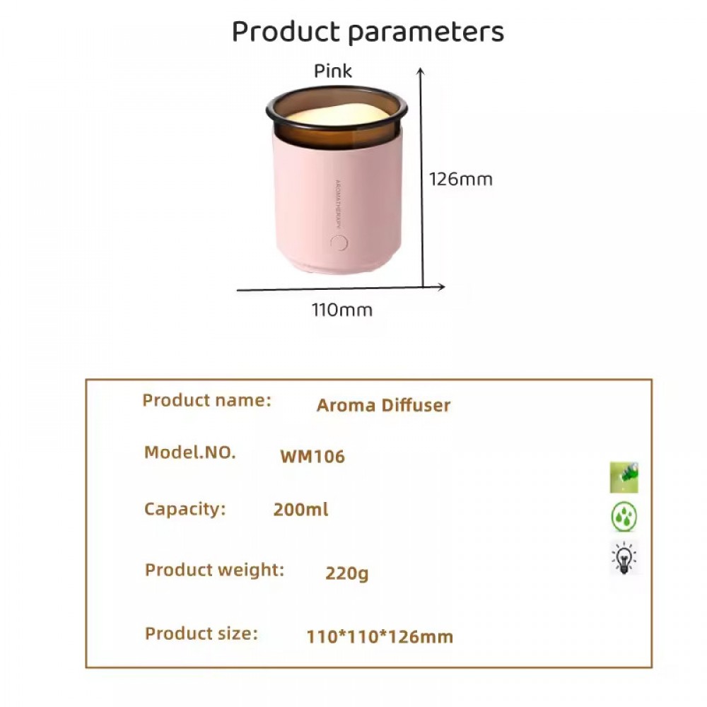 Зволожувач повітря з підсвічуванням WX106 Type-C/5V USB 200ml