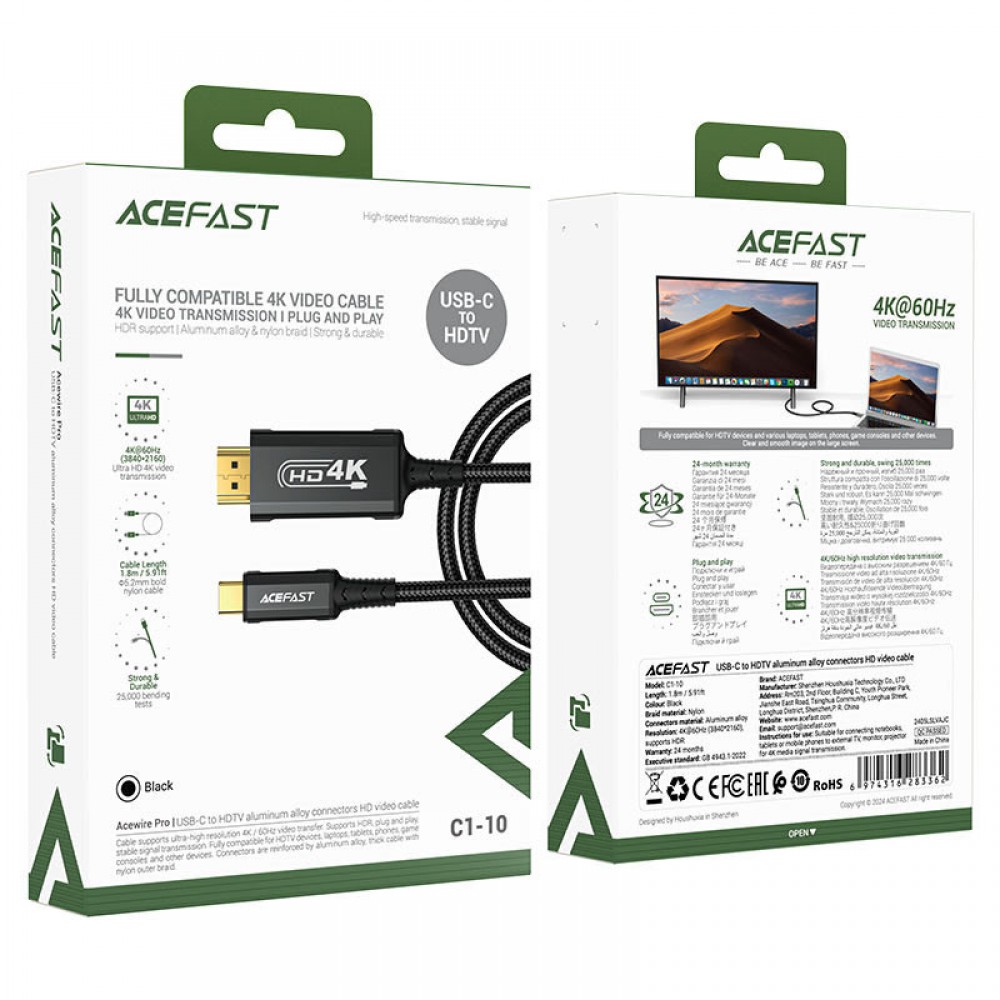 Дата кабель Acefast C1-10 USB-C to HDTV (1.8m)