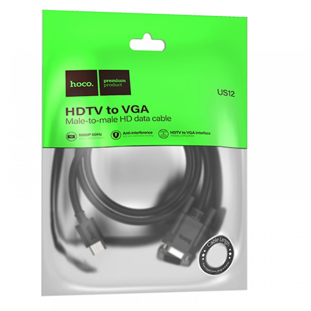 Дата кабель Hoco US12 HDTV male to VGA male HD (2m)