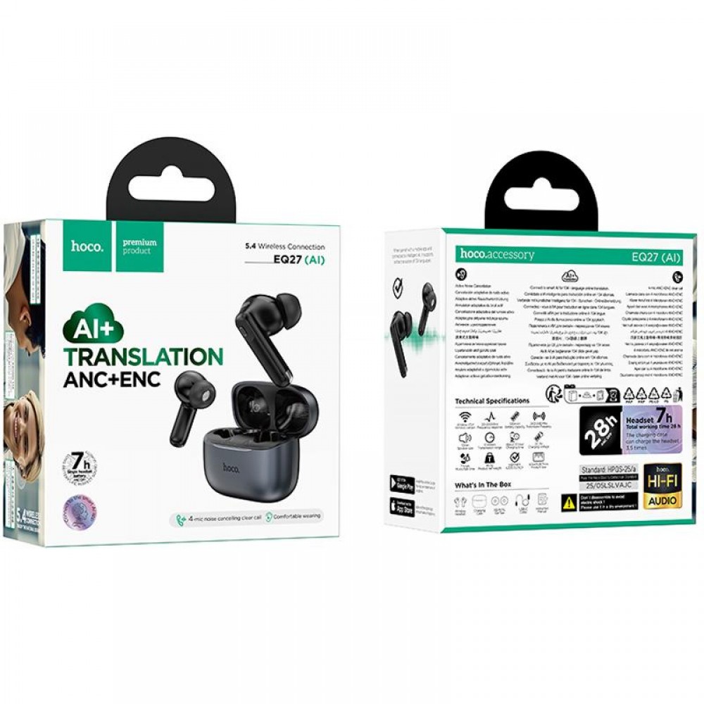 Бездротові TWS навушники Hoco EQ27 Fun ANC+ENC+smart AI translation