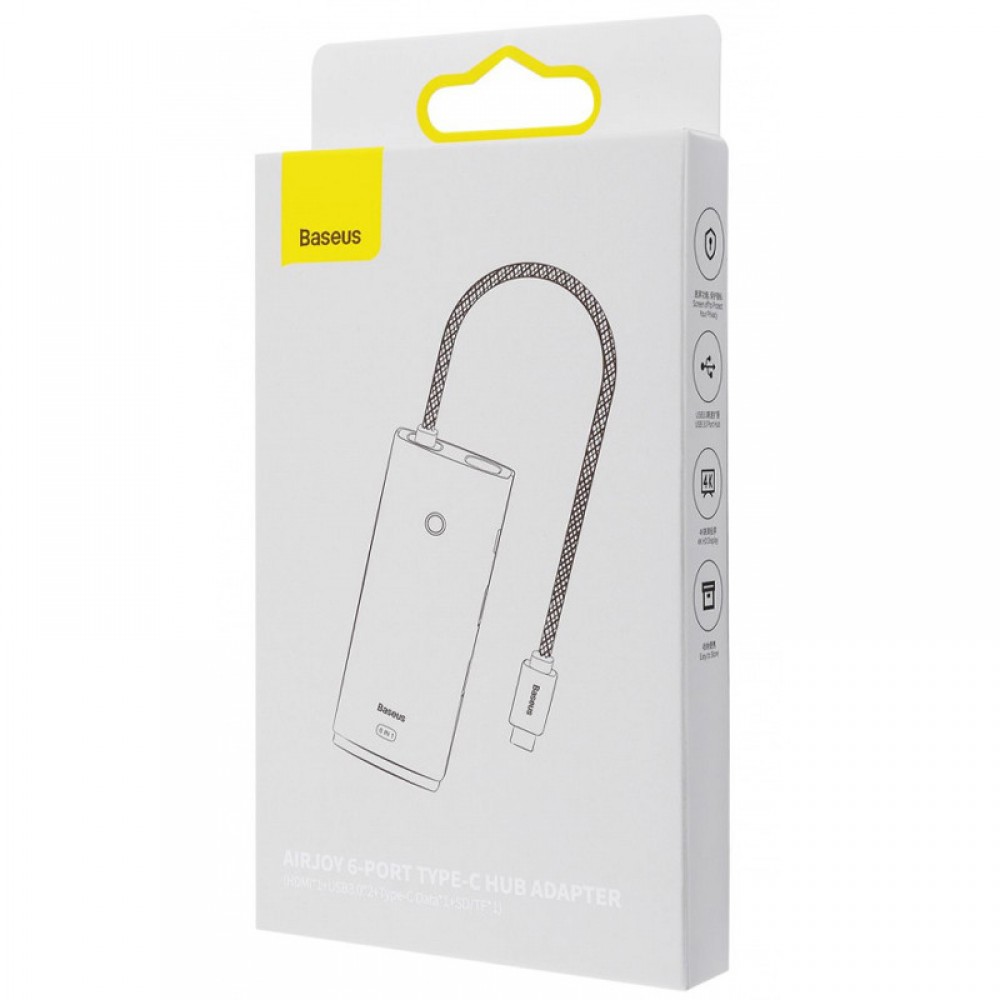 Перехідник HUB Baseus Lite Series 6in1 (Type-C to HDMI + 2xUSB 3.0 + PD+SD/TF) (WKQX05)