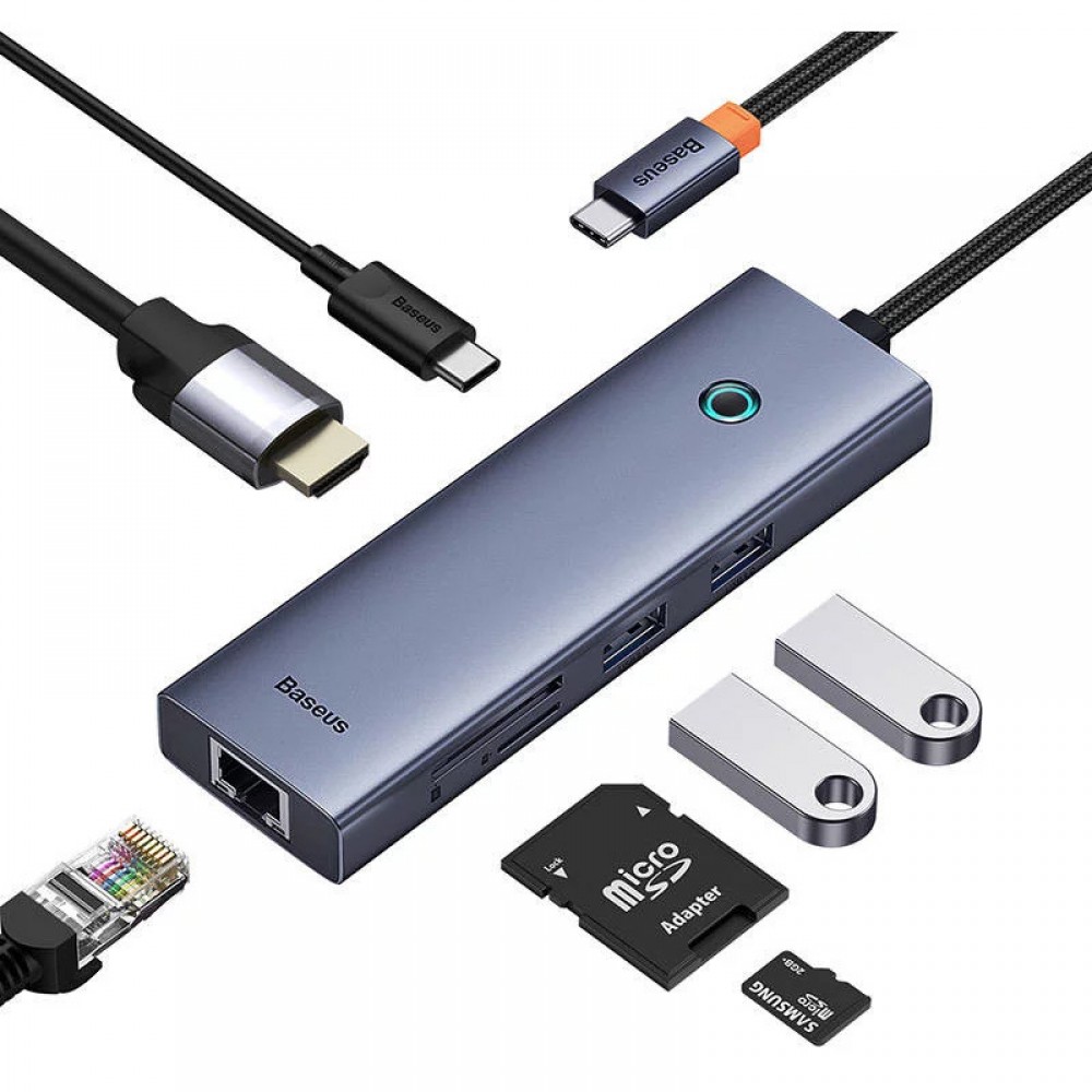 Перехідник Baseus Hub UltraJoy 7-Port (Type-C to HDMI4K@60Hz+USB3.0*2+PD+SD/TF3.0+3.5mm) (B0005280)