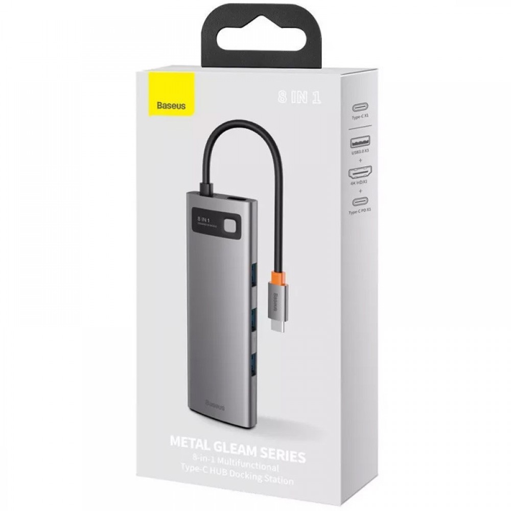 Переходник HUB Baseus Metal Gleam Series 8-in-1 Multifunctional Type-C (CAHUB-CV0G)